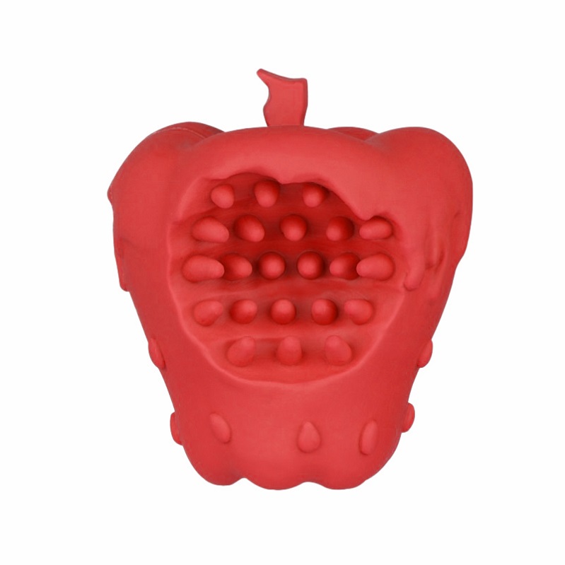 Dog Toy Wholesale Made of 100% Natural Rubber Chewy Apple Shape Squeak Interactive Toy Pet