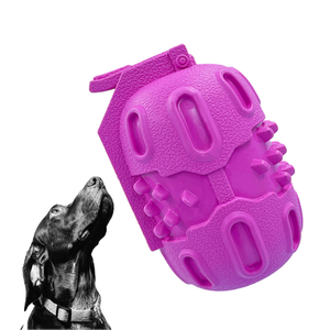 Premium Natural Rubber Grenade Shaped Anxiety Relief Interactive Cleaning Teeth Massage Gum Food Dispensing Entertaining Dog Toys