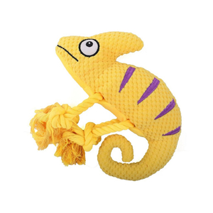 Chameleon Collection Design Plush Dog Toys for Aggressive Chewers Cotton Rope Interactive Squeaky Plush Toy 
