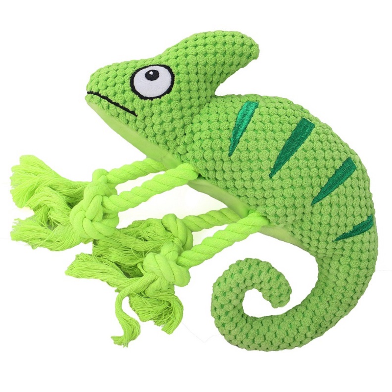 2022 New Arrival Chameleon Design Squeaky Plush Dog Toy Stuffed Animals Interactive Toys for Teeth Cleaning