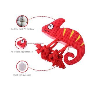 Fun Chameleon-shaped Plush Dog Toy for Aggressive Chewers Squeaks To Attract Puppy Attention