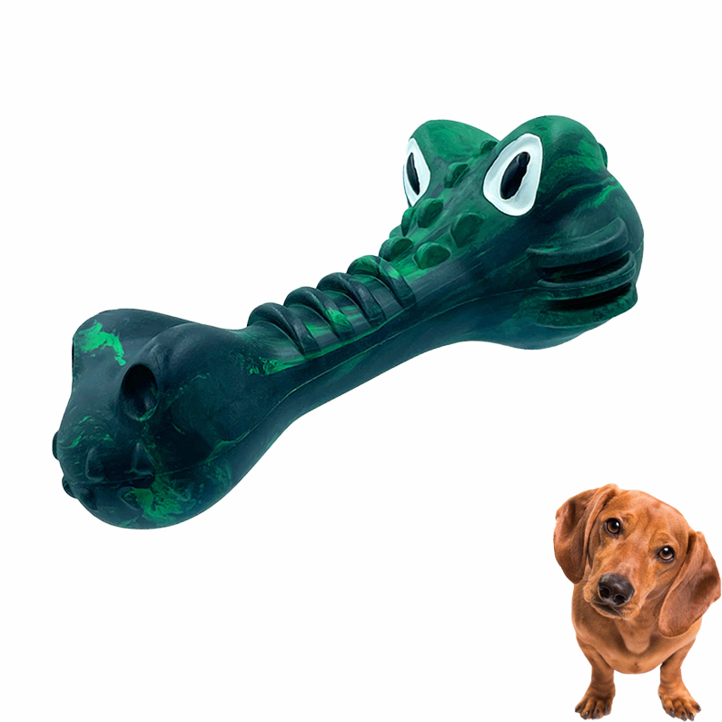 Non-toxic Toys for Dogs Made of 100% Natural Rubber Chewy Clean Teeth Indestructible Dog Toy Crocodile