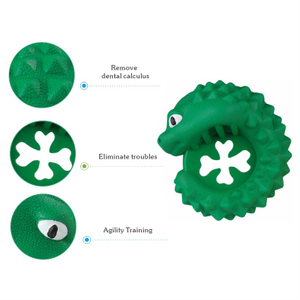 Chameleon Design Durable Natural Rubber Teeth Cleaning Molar Toys Feeder Leaking Dispenser Indestructible for Chewers Reduce Anxiety