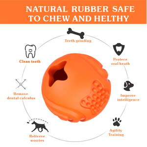 Orange Rubber Dog Toy Chewy Help Dog Clean Teeth Hide Zero Point Rubber Dog Ball with Holes