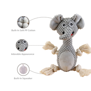 New Fun Plush Dog Toy Durable Stuffed Super Soft Cotton Fabric Animal Plush Chew Toy with Squeak, Cute Plush Dog Toy for Teeth Cleaning