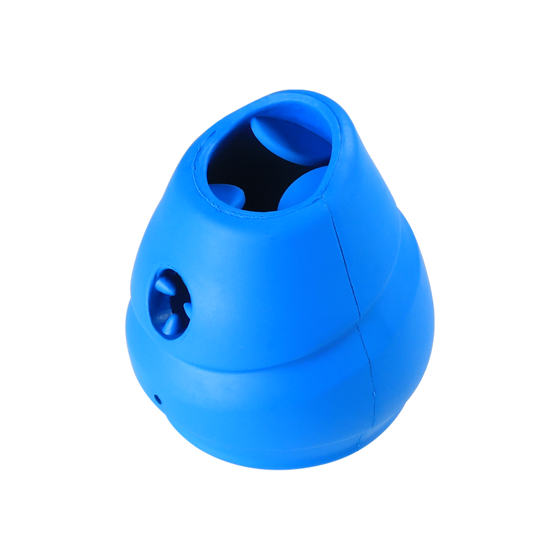 Professional Manufacturer Two in One Kong style Dog Toys Chewing And Squeaky ball Uncertain in Different Direction Blue Pet Toys