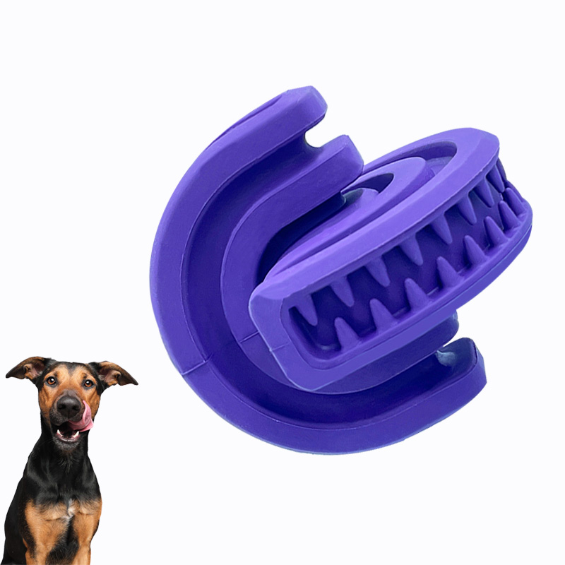 Dog Treat Dispenser Made of Eco-Friendly Natural Rubber Safe and Hygienic Purple Durable Dog Toy for Aggressive Chewers