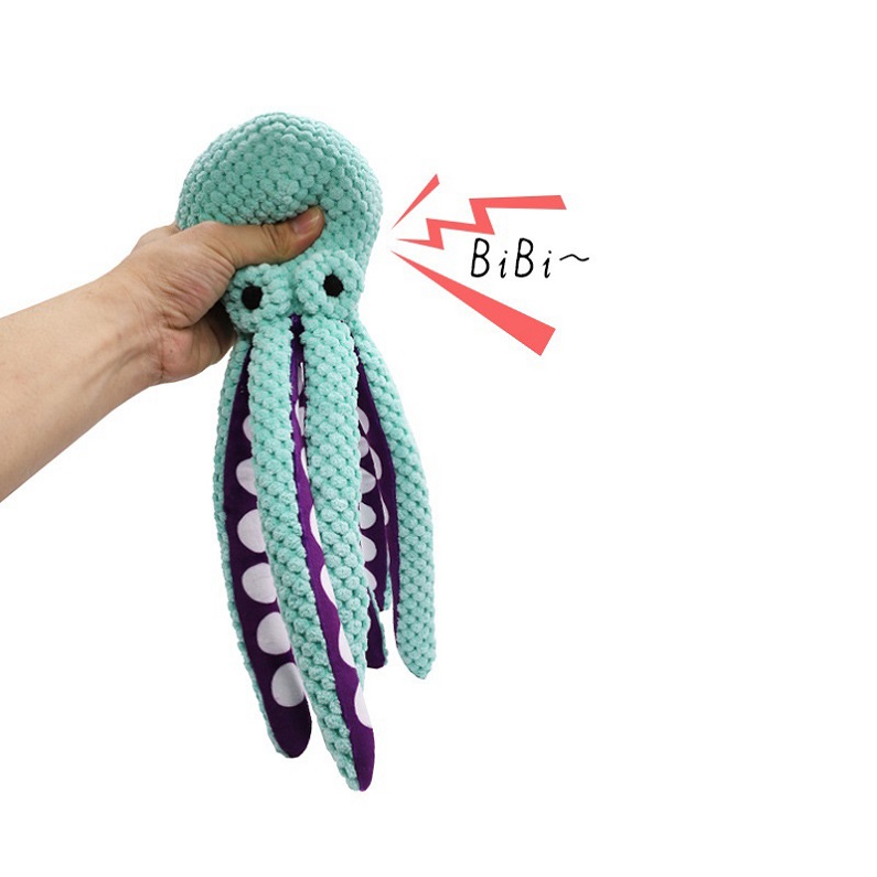 New Octopus-shaped Design Plush Squeaky Dog Toy Teeth Cleaning Molar Toys Washable Interactive Chewing Toy