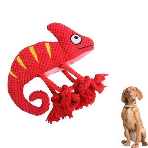 Red Dog Interactive Chameleon Design Toy Helps Dog Clean Teeth Chewy Squeak Interactive Dog Tug Toy