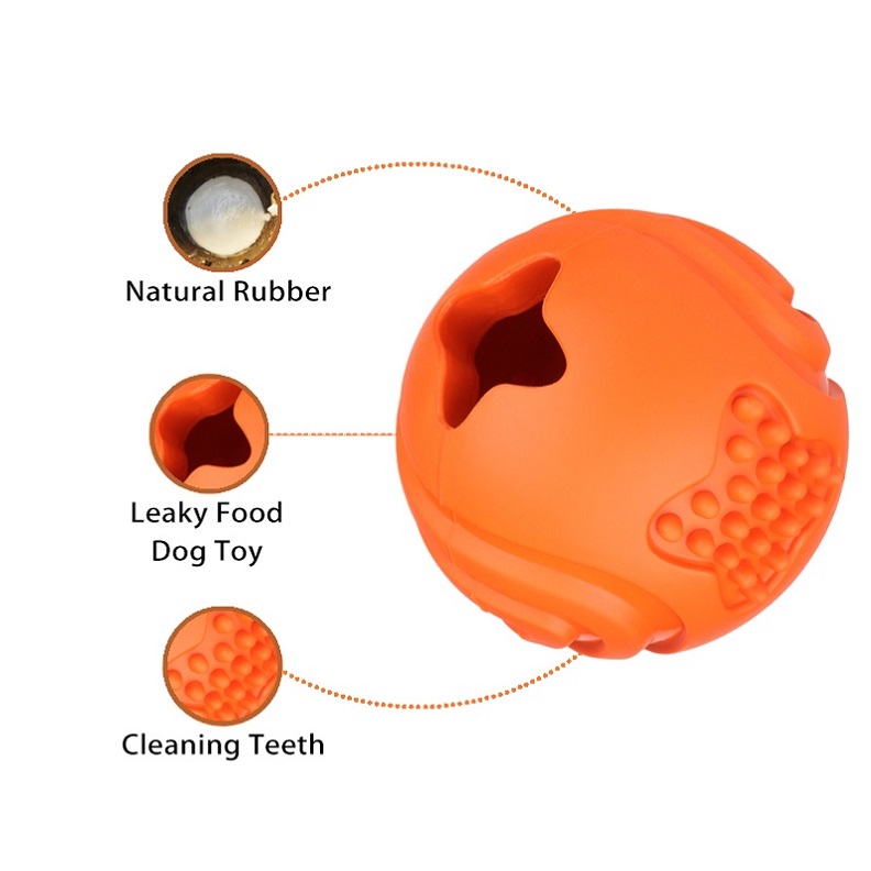 2022 Hot Selling Rubber Slow Feeder Dog Ball Toy Puzzle Interactive Dispenser Teething Molar Prevent Boredom for Dogs