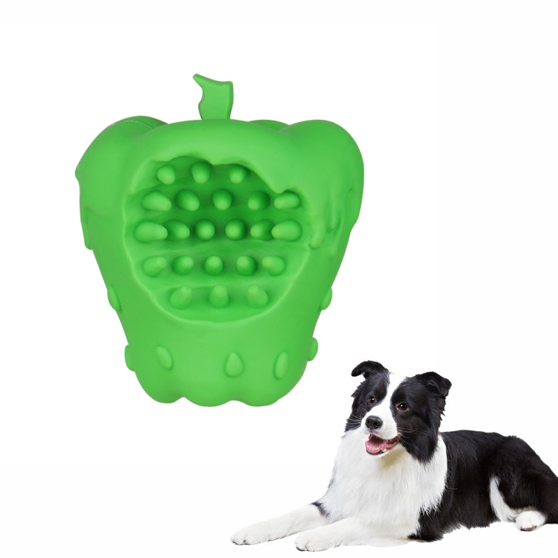 New design OEM/ODM pet toys rubber indestructible dog squeaky molar toys X'Mas apple dog toys