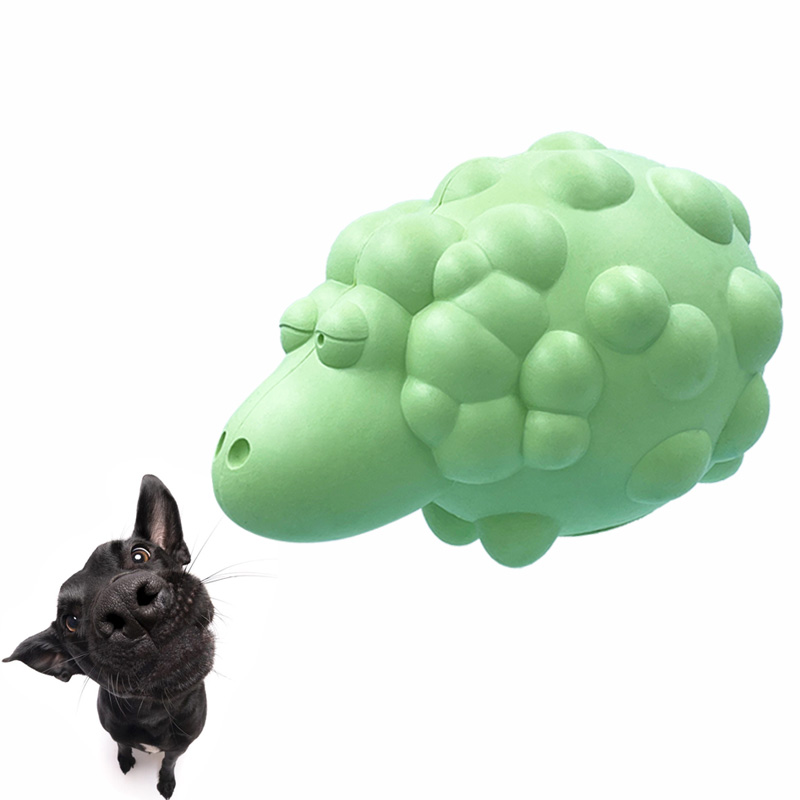 Sheep-shaped design rubber toy to help dogs clean their teeth Squeak durable pet dog toy