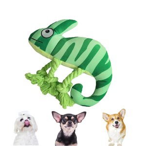Chameleon Collection Chewy Plush Toy for Aggressive Chewers Knotted Cotton Rope Durable Plush Cute Squeaky Dog Toy