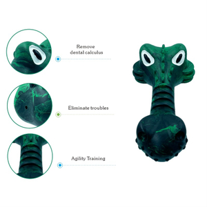 Strong Tough Rubber Squeaky Chew Dog Toy Funny Crocodile Design Teeth Cleaning Aggressive Chewer Toys for Dogs 