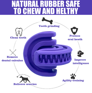 Dog Treat Dispenser Made of Eco-Friendly Natural Rubber Safe And Hygienic Purple Durable Dog Toy for Aggressive Chewers Dog Toy Leaking Food